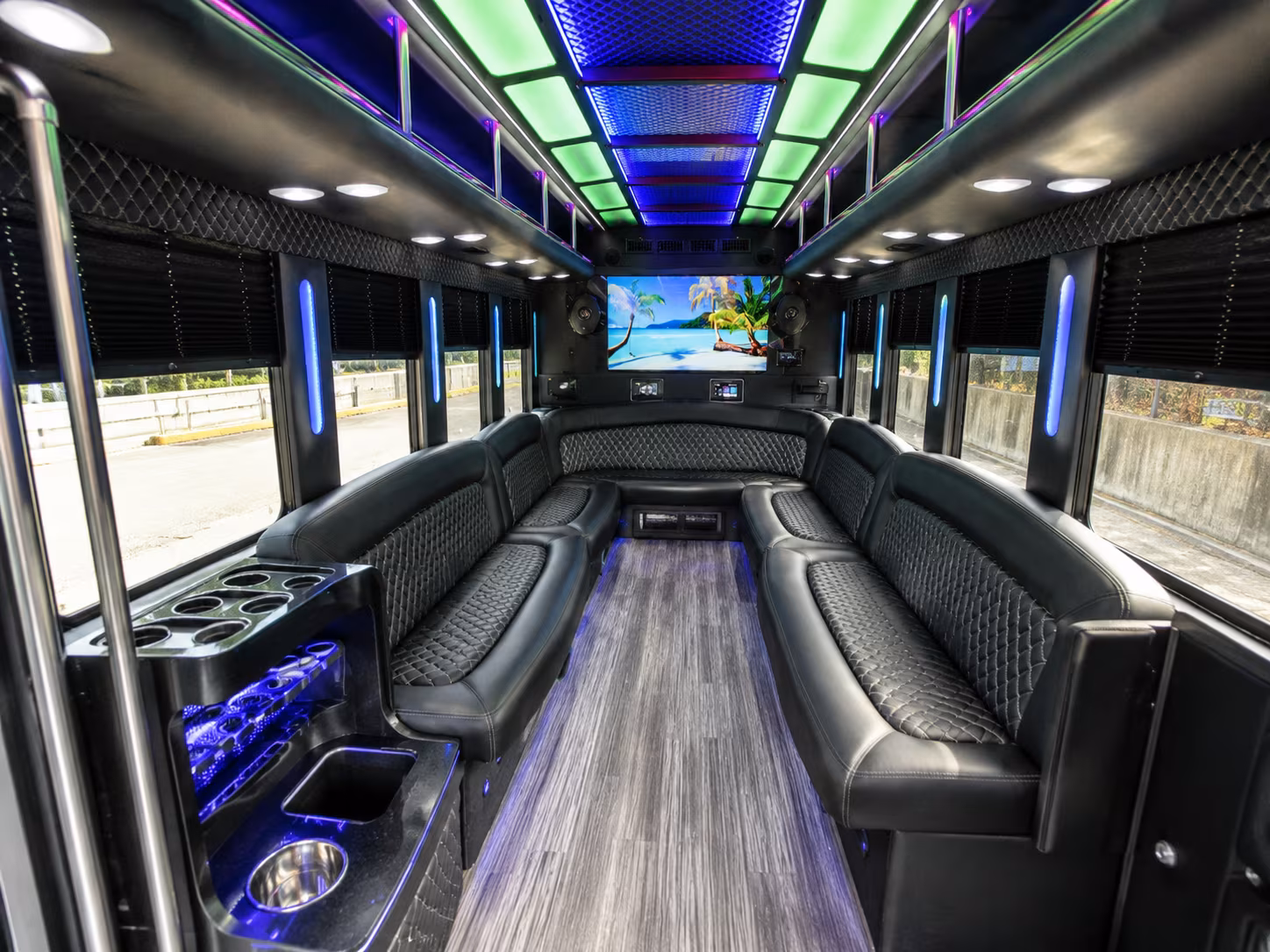moorhead 18 passenger party bus inside