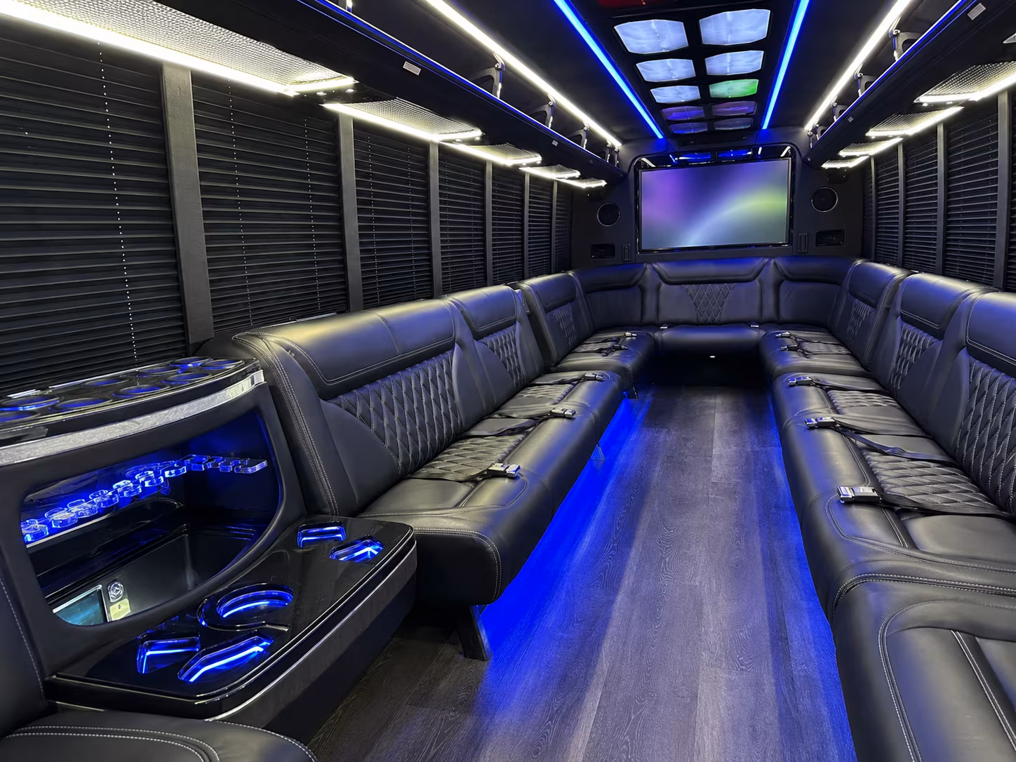 moorhead 20 passenger party bus inside