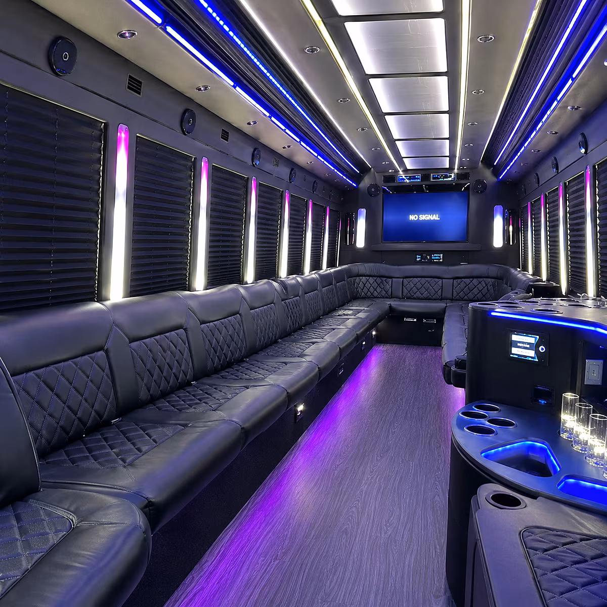 moorhead 30 passenger party bus inside
