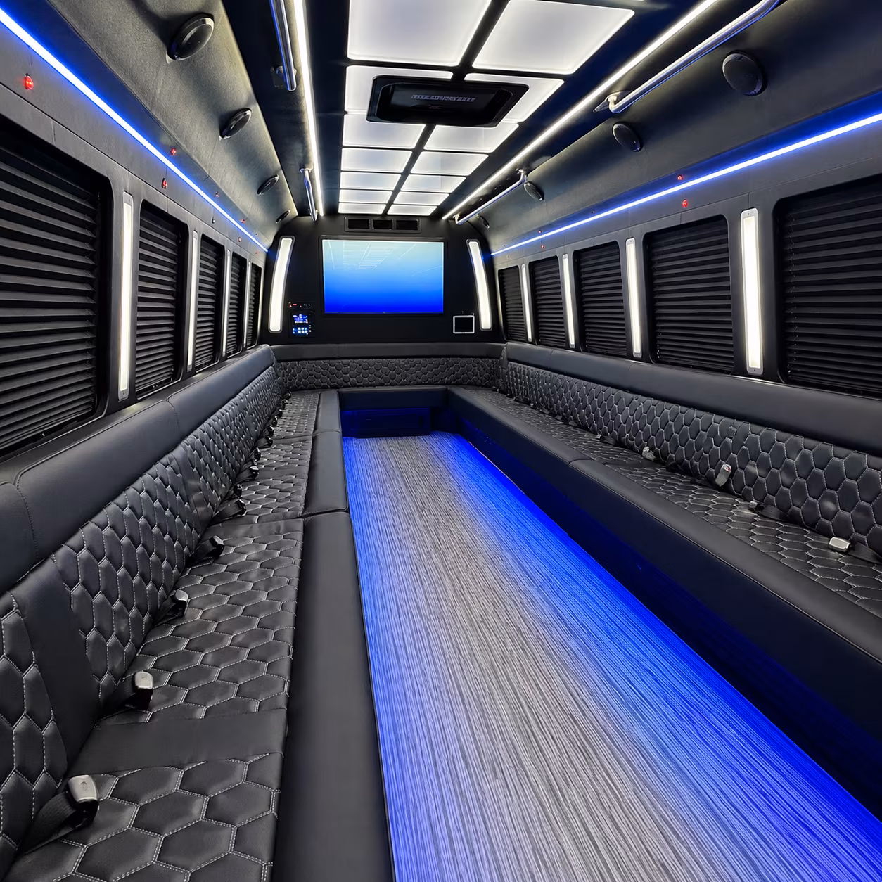 moorhead 50 passenger party bus inside