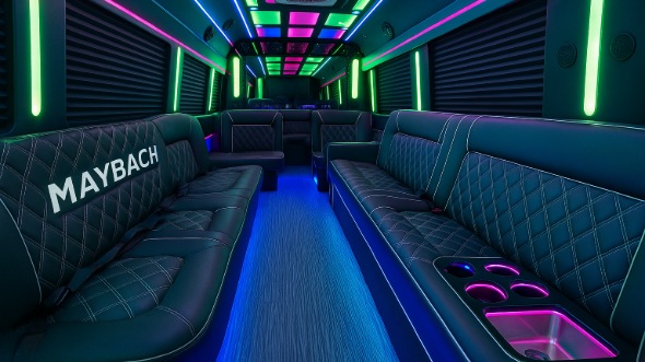 Interior of Charter Bus Company Rochester's Party Bus in Rochester
