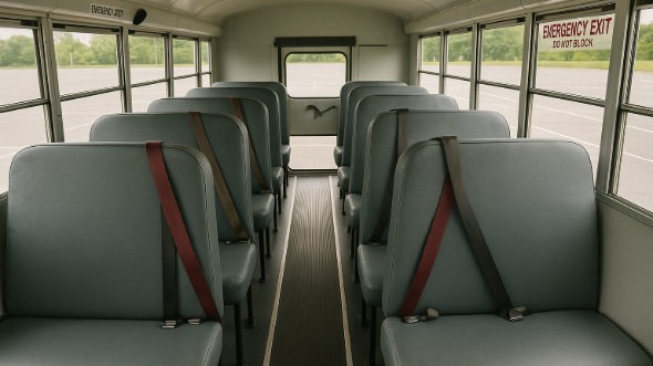 Interior of Charter Bus Company St. Cloud's School Bus in St. Cloud